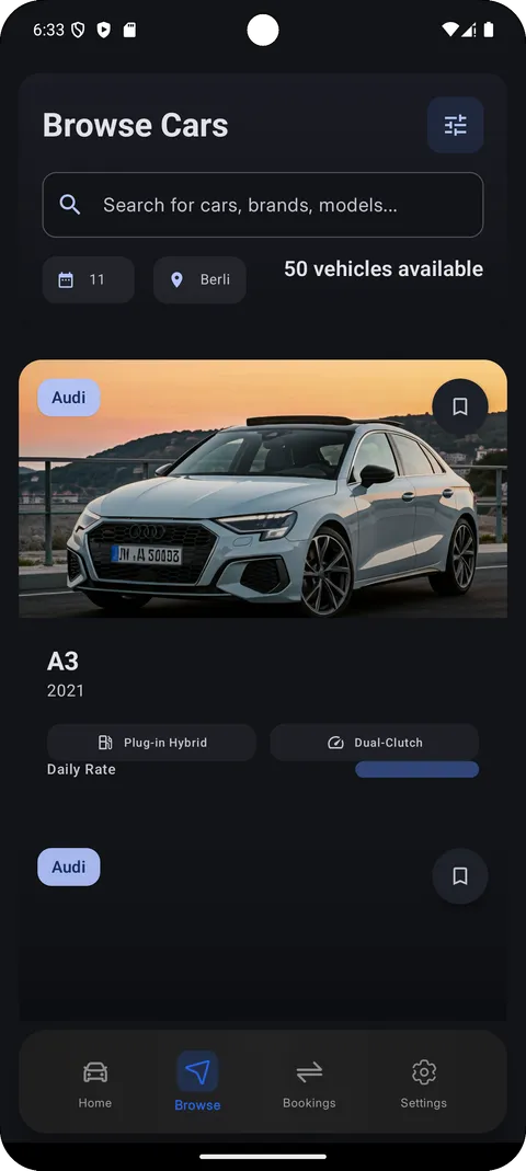 RentalWheels Browse Cars